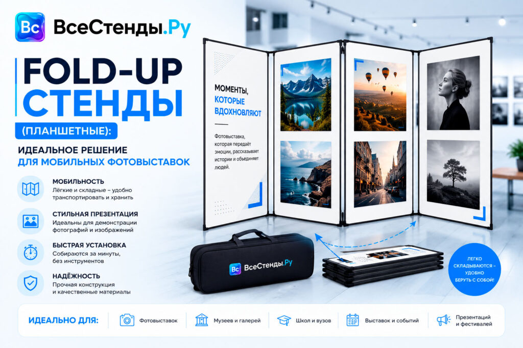 Fold-up стенды (планшетные): идеальное решение для мобильных фотовыставок