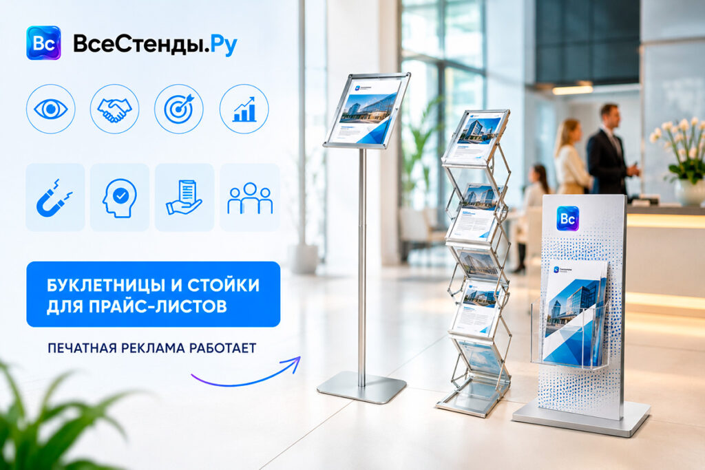 Буклетницы и стойки для прайс-листов: почему печатная реклама все еще работает