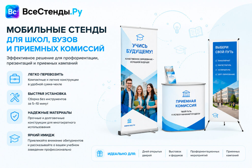 Мобильные стенды для школ, вузов и приемных комиссий