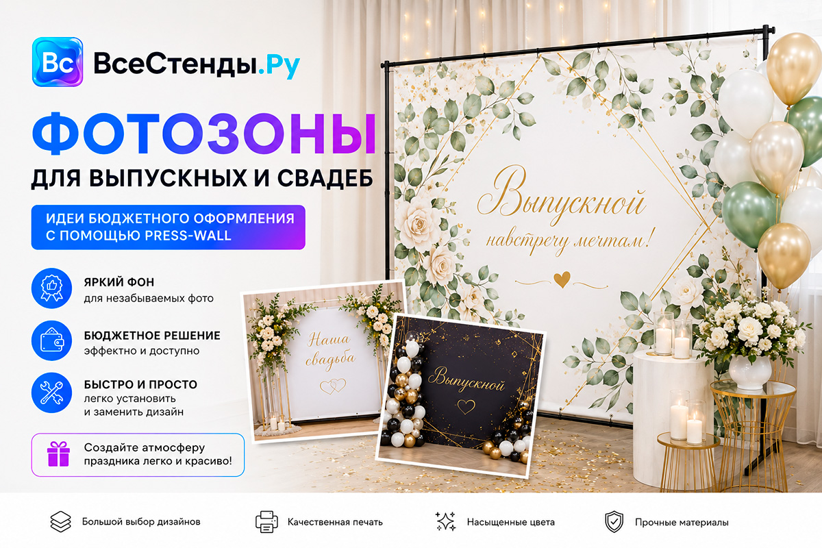 Фотозоны для выпускных и свадеб: идеи бюджетного оформления с помощью Press-wall
